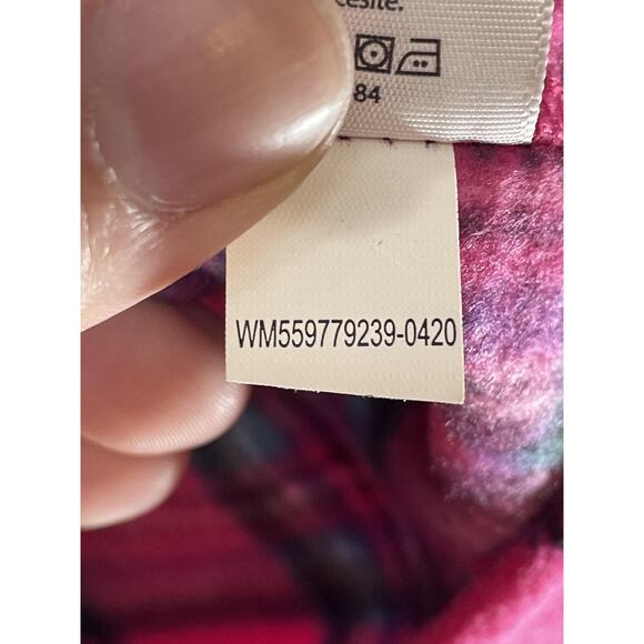 Time And Tru Shirt Womens 3XL Pink Plaid Fleece Button Front Flannel Top - Picture 9 of 10